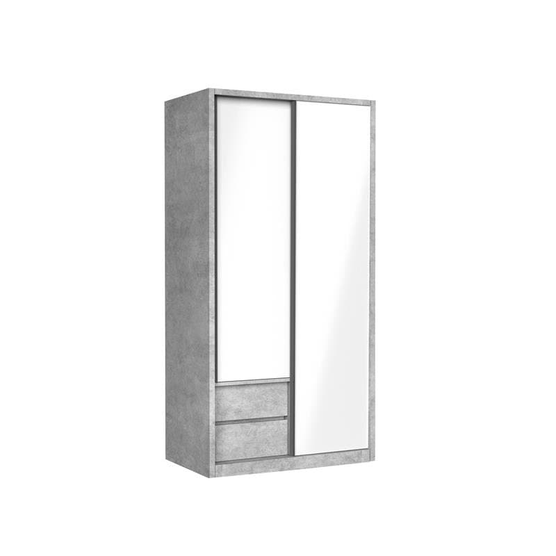 ALEN DY-W-1200 雙趟門兩櫃桶衣櫃1200W x 610D x 2000Hmm - 灰水泥木紋配亮光白色