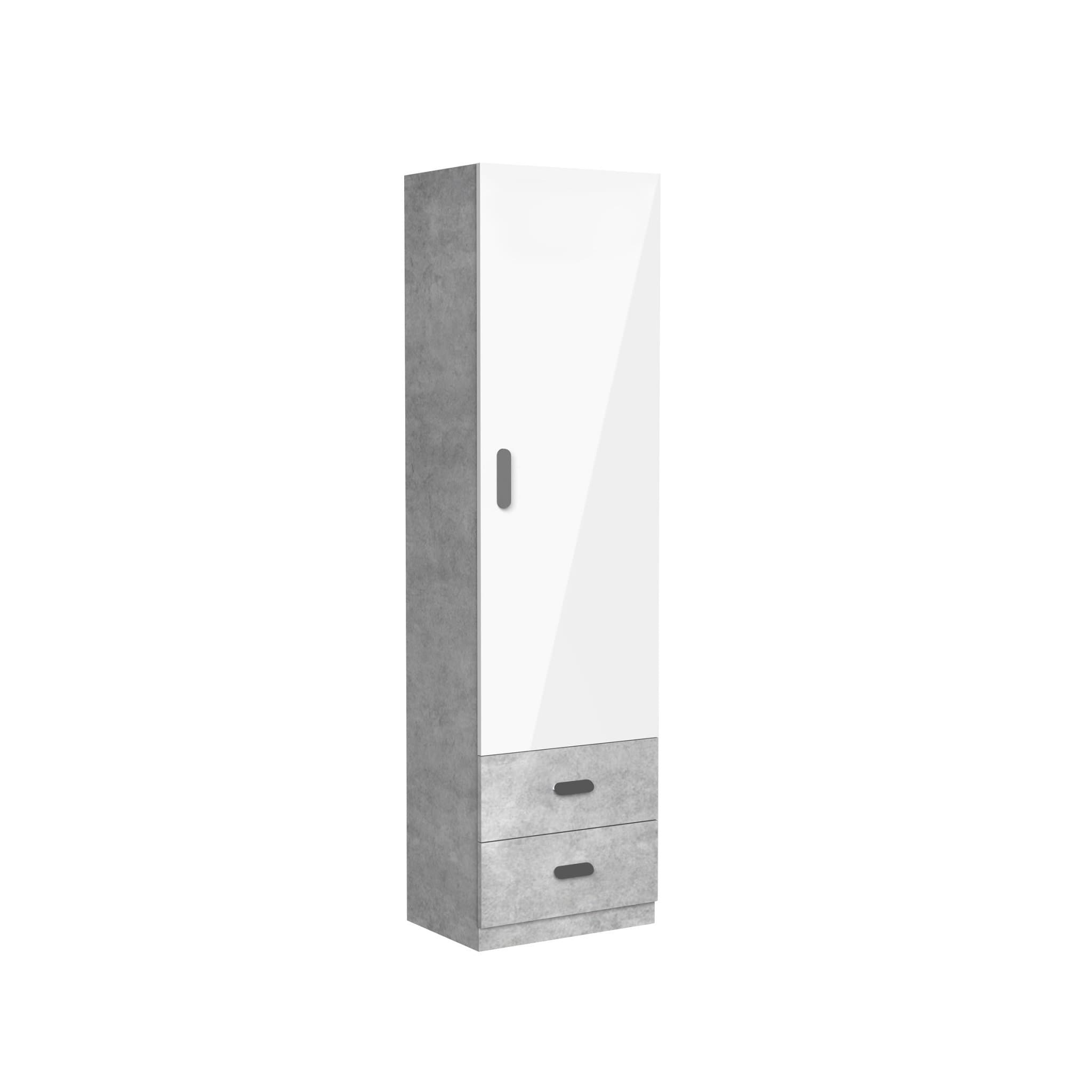ALEN DY-W-400R 右單門兩櫃桶衣櫃400W x 550D x 2000Hmm - 灰水泥木紋配亮光白色