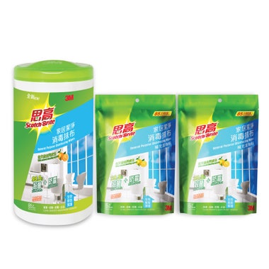 3M思高家居潔淨消毒抹布85片17W x 20Dcm (附補充裝2包)