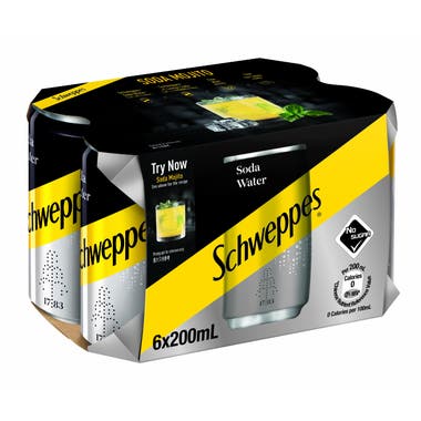 Schweppes玉泉梳打水迷你罐 200ml (6罐裝)