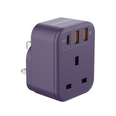 MOMAX ONEPLUG 1位萬能插蘇連3位USB(2A1C)US10UKU - 暗紫