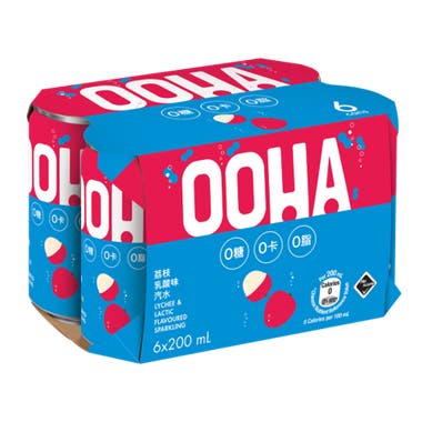 OOHA汽水 200ml (6罐裝) - 荔枝乳酸味